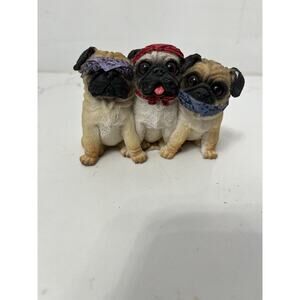 Pug Dog Figurine No Evil Resin Hand Painted 4 x 3" Rare Collectibles